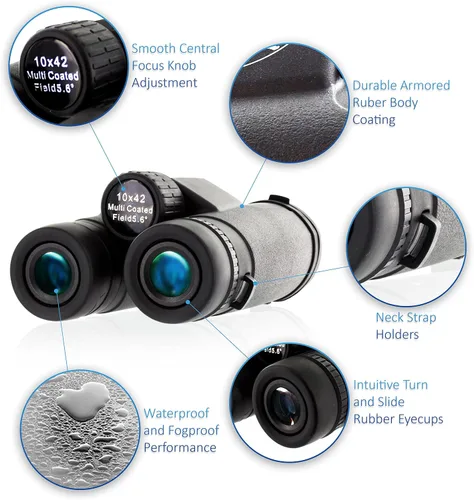 Miniatura 6 de E Tronic Edge Prismáticos para adultos – Profesional para la observación de aves, caza, senderismo y viajes – Compacto para hombres y mujeres