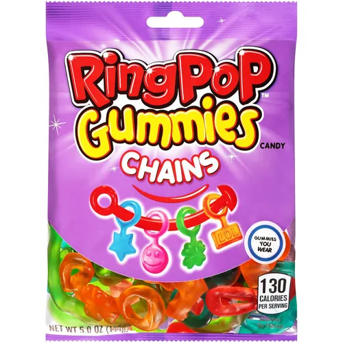 Miniatura 5 de Ring Pop Anillos de gomitas – 16 paquetes individuales surtidos de sabores de caramelo de gomitas (bolsa de 1.7 onzas) – Caramelos divertidos