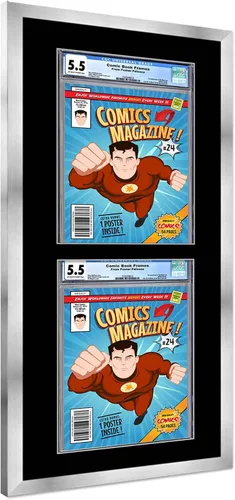 Miniatura 39 de Marco de cómic con paspartú para 8 CGC, CBCS o PGX Graded Comics - Marco de cómic blanco para cómics de 8.125 x 13 pulgadas Marco blanco