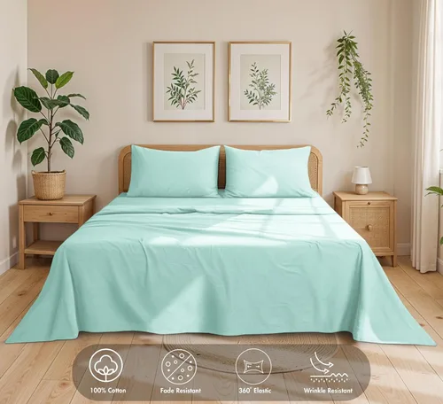 Miniatura 2 de RUVANTI Juego de sábanas de franela 100% algodón tamaño matrimonial - 4 piezas, cálidas, suaves y transpirables, con bolsillo profundo, ropa de cama