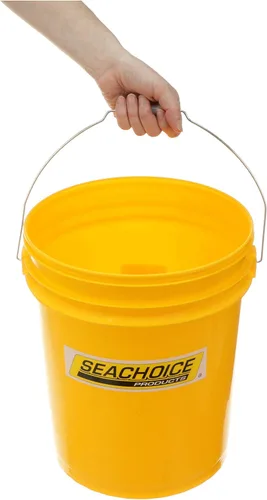 Miniatura 4 de Seachoice Cubo de plástico de 5 galones con mango de metal, amarillo