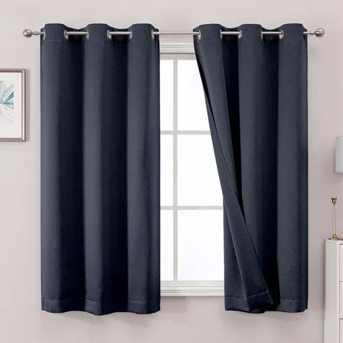 Miniatura 12 de OWENIE Cortinas 100% opacas de 96 pulgadas de largo, 2 paneles para dormitorio, sala de estar, cortinas superiores con aislamiento térmico