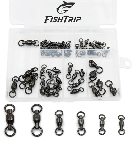 Miniatura 8 de Eslabones Giratorios de Pesca con Rodamiento de Bolas 30/50 piezas 0#-10# Aparejo de Pesca con Anillo de Soldadura Sólida de Acero Inoxidable