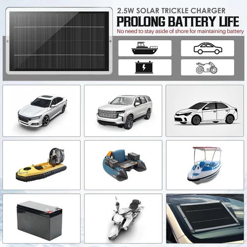 Miniatura 6 de Saillong Cargador Mantenedor de Batería Solar para Automóvil de 12V, Panel Solar Impermeable Cargador Solar Portátil de Goteo con Enchufe