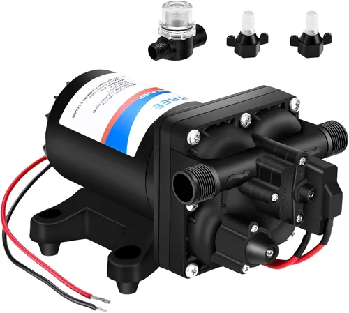 Miniatura 12 de YOUNGTREE Bomba de diafragma de agua de 12 V CC, 3.5 GPM, 45 PSI, bomba de presión de agua dulce autocebante de 12 voltios con interruptor