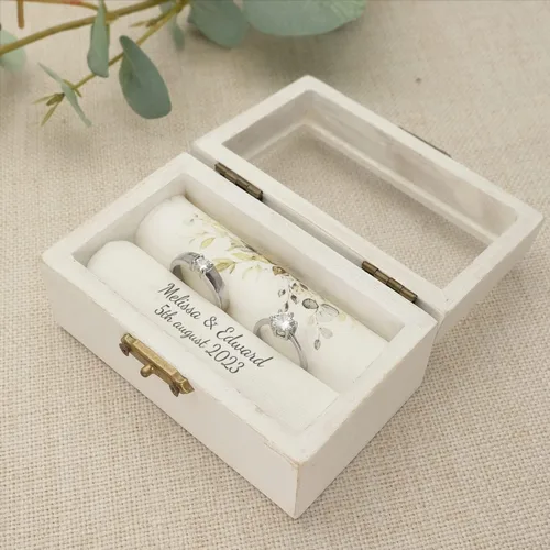 Miniatura 2 de Caja de anillo de boda personalizada, caja de anillo de boda, caja de anillo de ceremonia de boda personalizada, caja de anillo de compromiso, caja