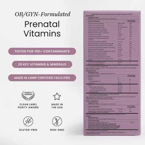 Miniatura 2 de Perelel Paquete Prenatal para el Tercer Trimestre, Multivitamínico con Magnesio, Omega 3, Probióticos y Calcio, Apoyo Nutricional para el Bienestar