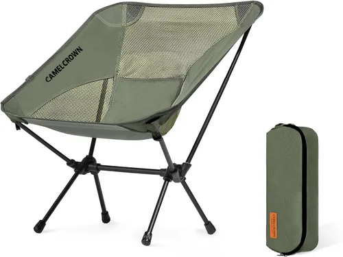 Miniatura 13 de CAMEL CROWN Silla de camping resistente para mochileros, silla plegable ultraligera con bolsa de transporte, portátil compacta para exteriores