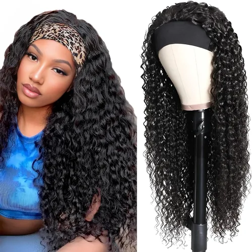 Miniatura 14 de Youngirl Peluca con Diadema de Ondas Profundas Ombré de Cabello Humano #4/27 Pelucas con Diadema Rizadas para Mujeres Negras Cabello Humano Sin