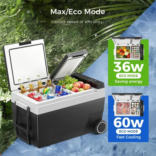 Miniatura 8 de Feelfunn Refrigerador de 12 voltios de 45 cuartos (42 L), refrigerador de coche de doble zona con ruedas, enfriador eléctrico de -4 °F a 68 °F