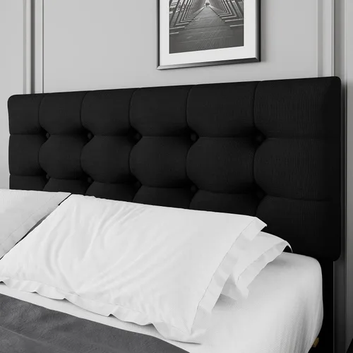Miniatura 4 de TTVIEW Base de cama de tamaño completo con 4 cajones de almacenamiento y cabecera ajustable, cama plataforma tapizada con diseño de botones