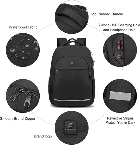 Miniatura 6 de Mochila para laptop, mochila de transporte, duradera y amigable con la TSA para viajes de negocios de 17.3 pulgadas con puerto USB, mochila escolar