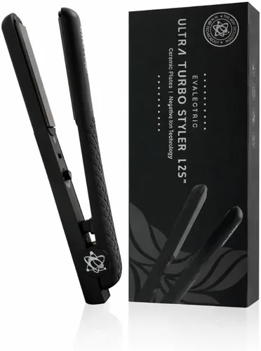 Evalectric Ultra Turbo Styler - Plancha plana de cerámica de 1.25 pulgadas con placas flotantes, alisador de pelo de doble voltaje, tecnología de