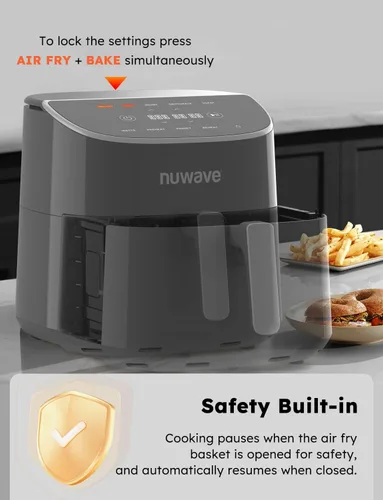 Miniatura 4 de Nuwave Brio Plus - Freidora de aire de 8 cuartos, sin PFAS, nueva y mejorada, pantalla táctil digital, pantalla blanca fría, 50°F~400°F en Gris