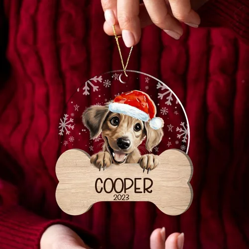 Miniatura 90 de Nazenti American Pit Bull Terrier Adorno de Navidad, adorno de perro fotográfico, adorno de perro personalizado, adornos de fotos de madera