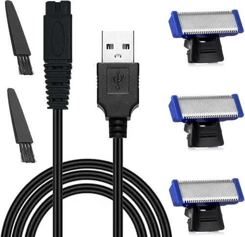 Miniatura 12 de 4 cabezales de repuesto LinMei Solo compatibles con afeitadora Microtouch Solo de 1ª generación con cable de carga para recortadora eléctrica 4
