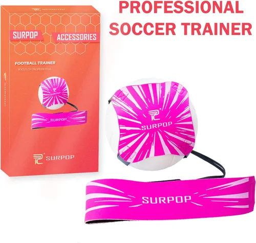 Miniatura 7 de Entrenador de fútbol/voleibol/rugby, patada y lanzamiento de fútbol, ayuda de entrenamiento para práctica en solitario, control de habilidades, Rosa