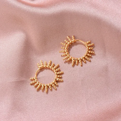 Miniatura 5 de VACRONA - Aretes tipo arracada de aro para mujer, chapados en oro de 14 quilates, diseño de Huggie