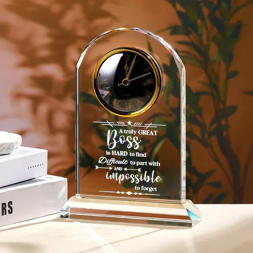 Miniatura 2 de Ornalrist Regalos de Jefe para Hombres y Mujeres Reloj de Cristal, Regalos para Jubilación Jefa Mujer - Regalo de Apreciación de Jefe para Hombres
