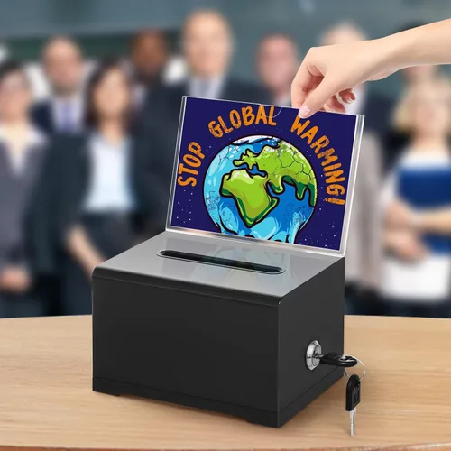 Miniatura 7 de KYODOLED Caja negra para donaciones para recaudación de fondos, caja de sugerencias con cerradura y llave, caja de rifas para boletos con soporte