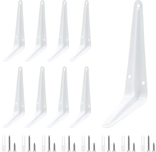 Miniatura 12 de Uenhoy Paquete de 10 soportes de estante negros de 4 x 3 pulgadas, soportes flotantes de metal resistentes para montaje en pared, soportes