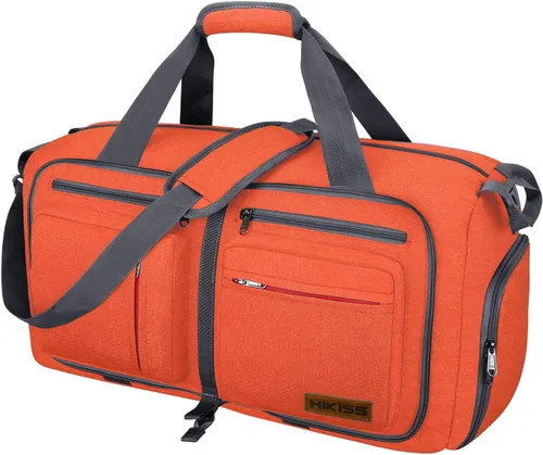 Hi Kiss - Bolsa de viaje de tela de lana gruesa de 55 litros, bolsa dominguera plegable con compartimento para zapatos, para hombre y mujer,