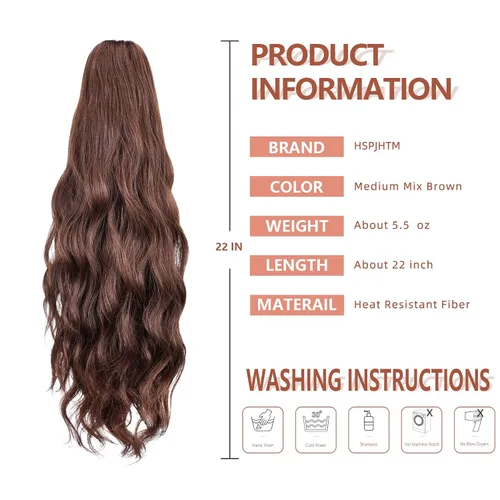 Miniatura 287 de Extensiones de cola de caballo de cabello rubio, extensiones de cola de caballo para mujer, pinza de extensiones de cabello rizado de 12 pulgadas