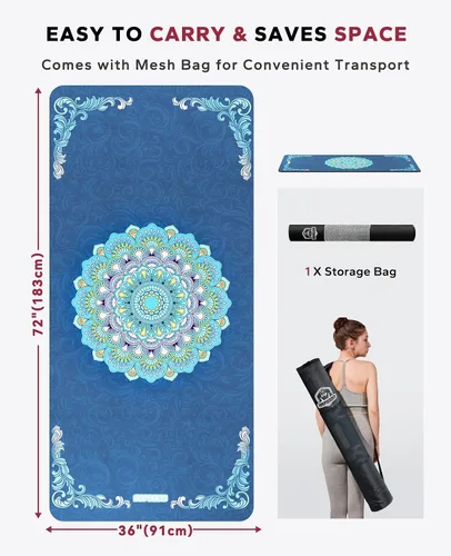 Miniatura 7 de HAPBEAR Large Yoga Mat - 72"x36" Extra Wide Exercise Mat - 1/4" Thick Dual Color PVC Anti-Slip Surface & High Cushioning - Ideal for Yoga, Pilates