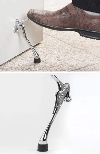 Miniatura 2 de OGC Tope de puerta abatible de 6 pulgadas, soporte de puerta abatible ajustable en altura, tope de aluminio montado en la puerta con punta de goma
