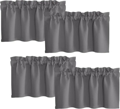 Miniatura 6 de NICETOWN 2 paneles de cortinas opacas con ojales de 42 x 72 pulgadas de largo con 4 paneles de 42 x 16 pulgadas de largo, cenefas opacas