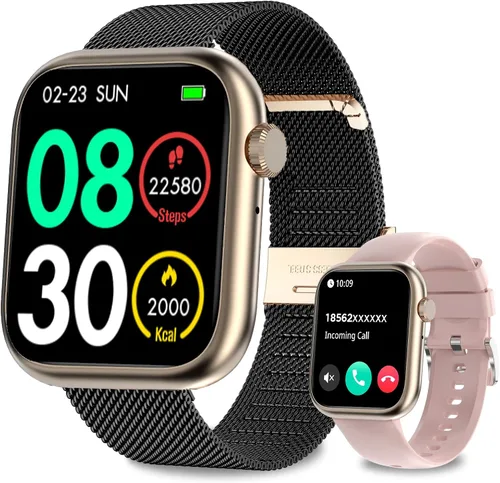 Relojes Inteligentes para Hombres y Mujeres (Contestar/Hacer Llamadas), Reloj de Fitness con Batería de 7 Días con Monitor de SpO2/FC/Sueño/PA, Más