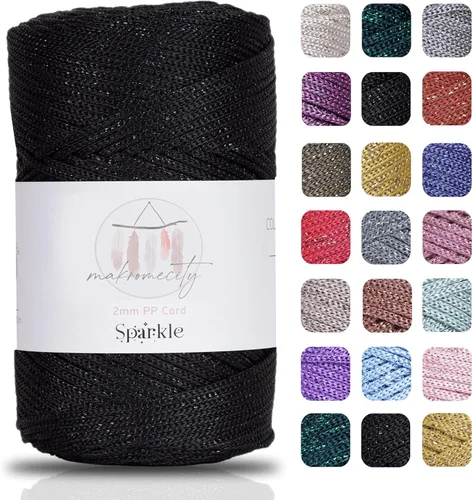 Miniatura 32 de Makromecity, 2 carretes de cordón de macramé de poliéster de 2 mm x 250 yardas (750 pies) de 2 mm de cordón de polipropileno para macramé, ideal