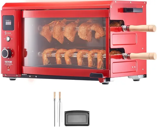 VEVOR Shawarma Grill Máquina - 2 Cuerda Capacidad Barbacoa Pollo Shawarma Cocinador Eléctrico Asador Gyro Rotisserie Horno Doner Kebab Grill para