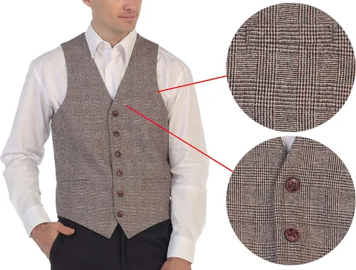 Miniatura 53 de Gioberti Chaleco de tweed formal de 6 botones para hombres