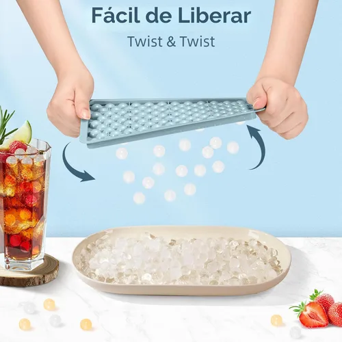Miniatura 2 de WIBIMEN Bandejas Mini para Cubitos de Hielo, Bandejas Pequeñas y Redondas de Hielo en Forma de Guijarro Triturado para Congelador con Tapa - Para