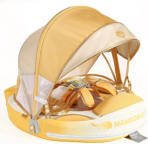 Miniatura 24 de Mambobaby Flotador de natación para bebé con toldo, flotador de bebé sólido no inflable, material de cuero suave impermeable y agradable a la piel