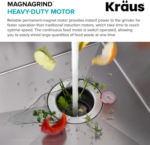 Miniatura 6 de KRAUS WasteGuard KWD100-100MBL - Triturador de basura ultra silencioso de 1 HP con conexión rápida, cubierta de drenaje para fregadero de cocina