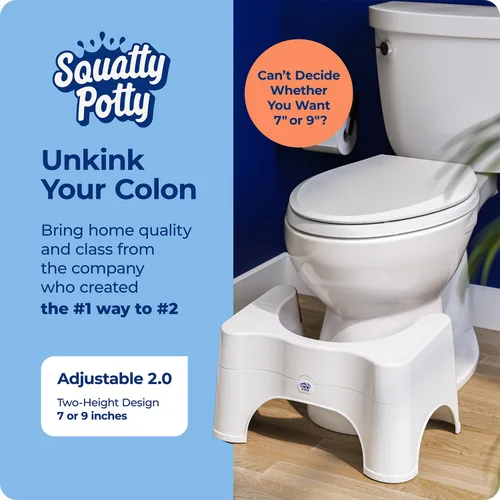 Miniatura 2 de Squatty Potty The Original Taburete de Baño para Inodoro - Ajustable 2.0, Convertible a 7" o 9" de Altura con Tapa Removible para Adultos y Niños