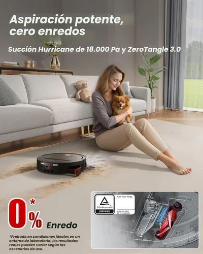 Miniatura 5 de Yeedi M14 Plus Aspiradora Robot y Trapeadora, Succión de 18,000Pa, Trapeado con Autolavado Instantáneo del Rodillo OZMO, Lavado Dinámico Inteligente