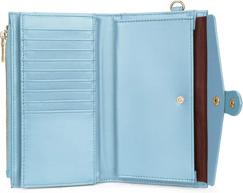 Miniatura 6 de YALUXE Billeteras con doble cremallera para mujer, cartera para teléfono celular, tarjetero de cuero vegano