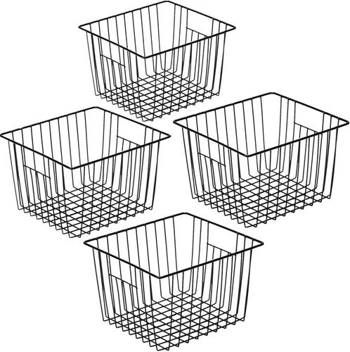 Miniatura 13 de Slideep Cestas de alambre para congelador, cesta de almacenamiento con asas, almacenamiento de alimentos para armarios de cocina, despensa, armario