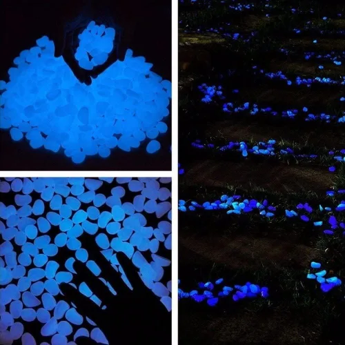 Miniatura 4 de Oubest Guijarros/Piedras que Brillan en la Oscuridad/Rocas Luminosas Decoración Azul para Jardín/Pecera/Acuario/Sendero/Entrada de Blanco