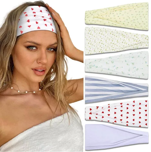 Miniatura 10 de TERSE Diademas para mujer, bandas de pelo de lunares de moda para yoga, entrenamiento, todos los días, bandas anchas y gruesas para la cabeza