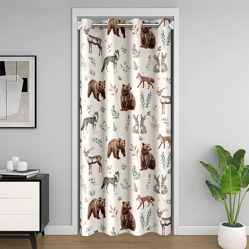 Miniatura 8 de Erosebridal Cortinas opacas de hojas para ventana de puerta, cortinas opacas de hojas blancas y negras, cortina de puerta de hojas, plantas Hojas