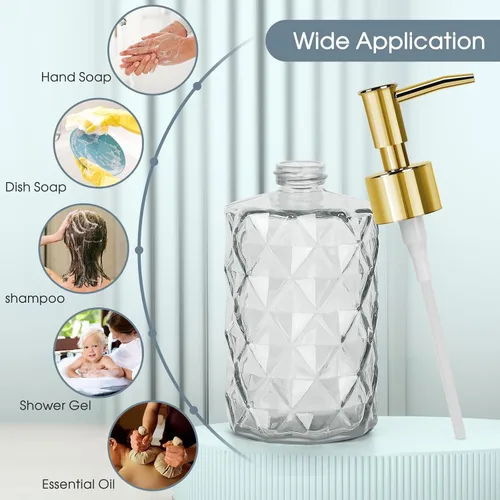 Miniatura 6 de Topsky Dispensador de jabón de vidrio con bomba de plástico, dispensador de jabón de manos líquido de 330 ml, bomba a prueba de óxido para cocina