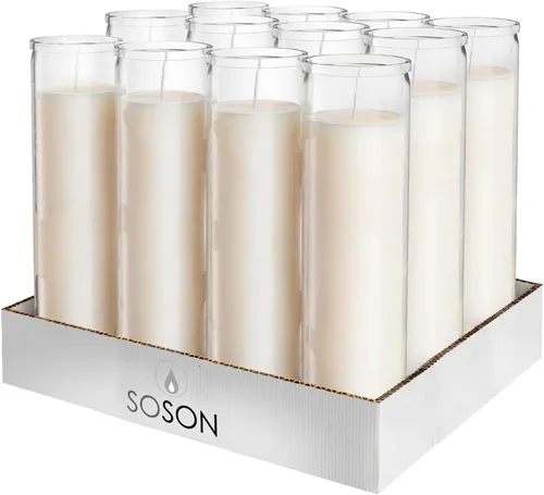 Miniatura 19 de Simply Soson - Velas de pilar blancas de 2x8 pulgadas de 7 días en vidrio, juego de 3, hasta 90 horas de tiempo de quemado, sin fragancia, velas
