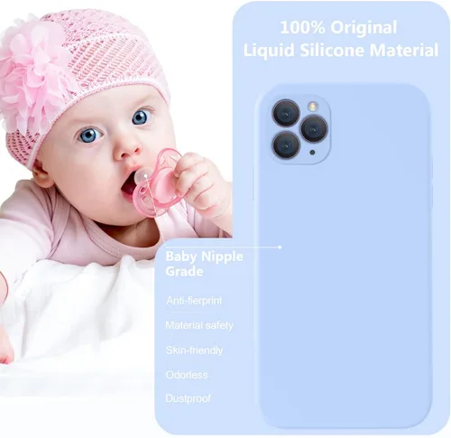 Miniatura 7 de Vooii Funda compatible con iPhone 11 Pro, silicona líquida mejorada con bordes planos, protección de cámara, forro de microfibra antiarañazos suave