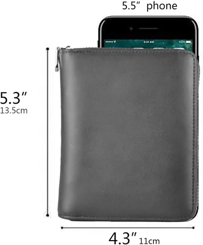 Miniatura 3 de Easyoulife Funda de cuero genuino para tarjetas de crédito RFID para pasaporte de viaje
