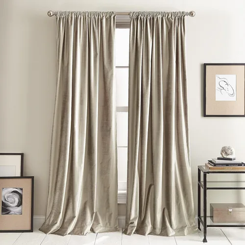 Miniatura 12 de Cortinas DKNY Modernas con Nudos de Terciopelo Forrado, Paneles Pares, 108", Carbón Gris antracita