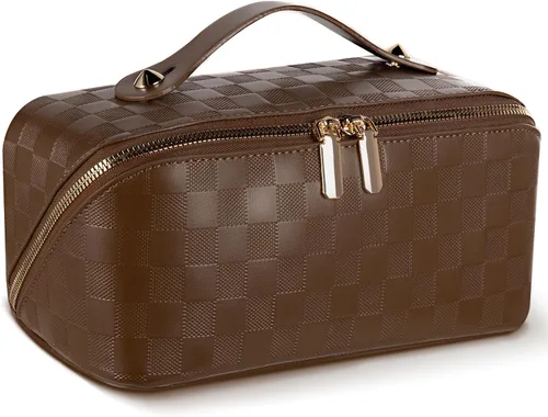 Abiudeng Bolsa de maquillaje de viaje, bolsa de aseo de gran capacidad, bolsas de cosméticos para artículos esenciales de viaje, bolsa portátil